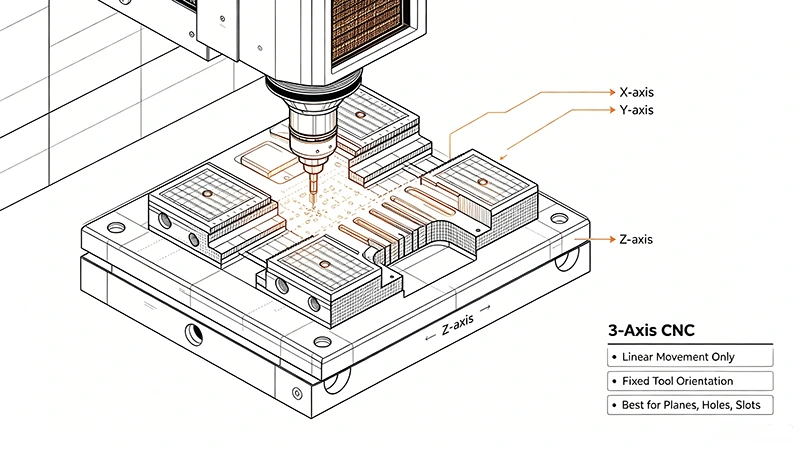 ¿Cuáles son las diferencias entre el mecanizado CNC de 3 ejes, 4 ejes y 5 ejes?